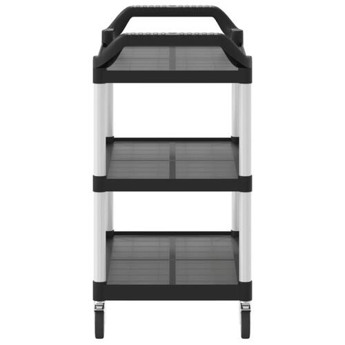Vogn med 3 hylder 99x50x96 cm aluminium sort