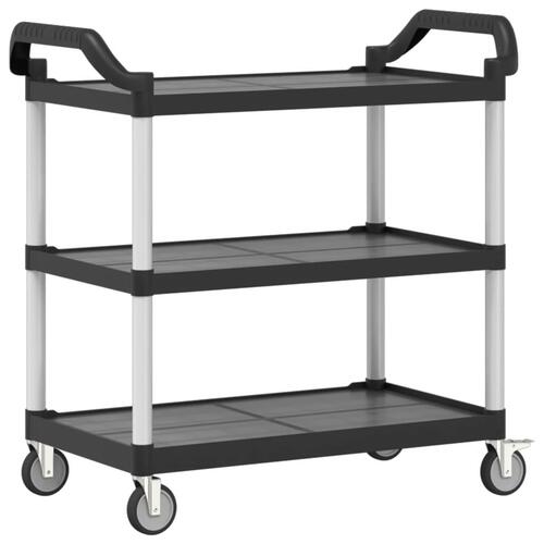 Vogn med 3 hylder 99x50x96 cm aluminium sort