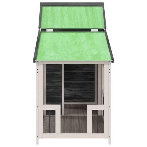Hundehus 143x60,5x109 cm massivt fyrretræ grå