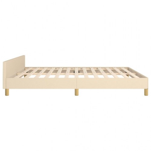 Sengeramme med sengegavl 180x200 cm - stof, cremefarvet