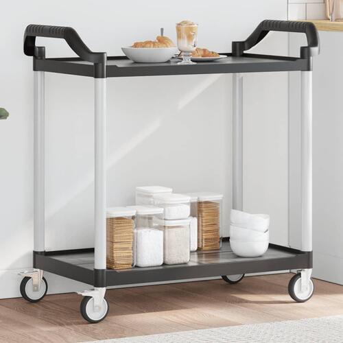 Vogn med 2 hylder 99x50x97 cm aluminium sort
