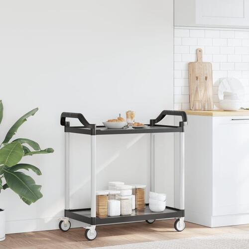 Vogn med 2 hylder 99x50x97 cm aluminium sort