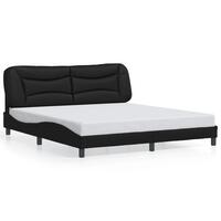 Sengeramme med LED-lys 180x200 cm kunstlæder sort