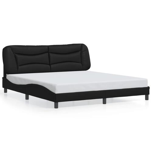 Sengeramme med LED-lys 180x200 cm kunstlæder sort