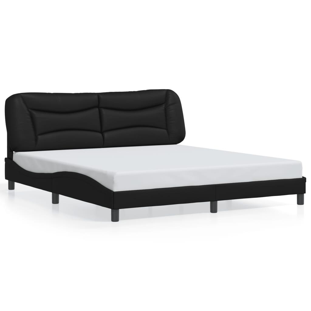 Sengeramme med LED-lys 180x200 cm kunstlæder sort