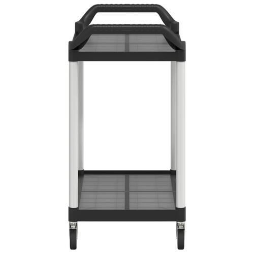 Vogn med 2 hylder 99x50x97 cm aluminium sort