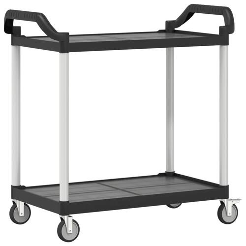 Vogn med 2 hylder 99x50x97 cm aluminium sort