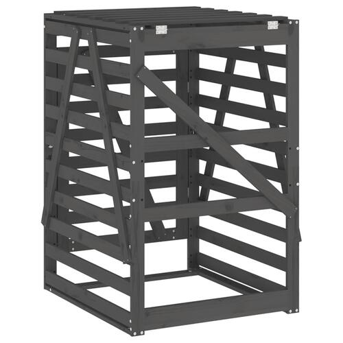 Skraldespandsskjuler 84x90x128,5 cm massivt fyrretræ grå