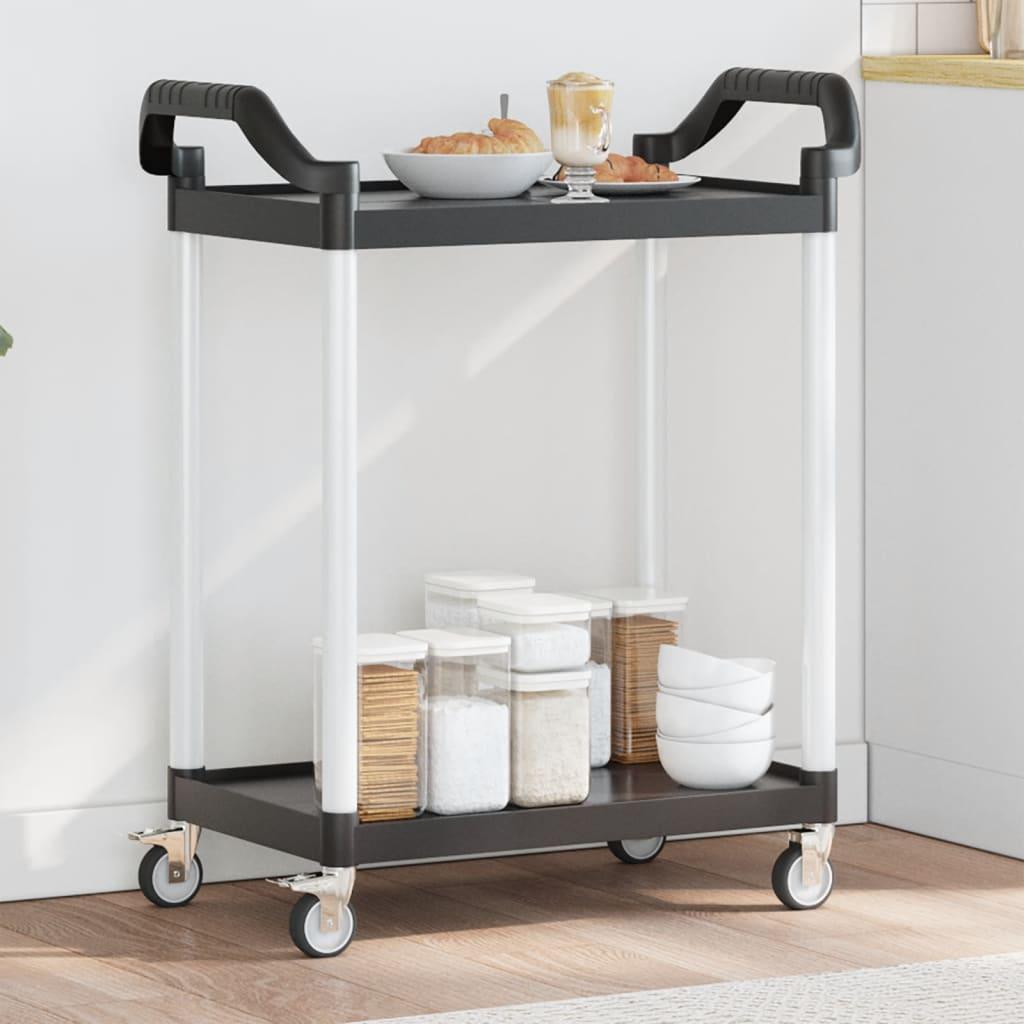 Vogn med 2 hylder 81x41x92 cm aluminium sort