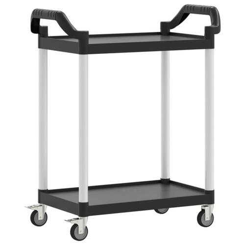 Vogn med 2 hylder 81x41x92 cm aluminium sort