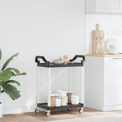 Vogn med 2 hylder 81x41x92 cm aluminium sort