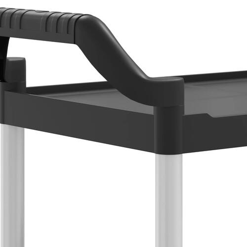 Vogn med 2 hylder 81x41x92 cm aluminium sort