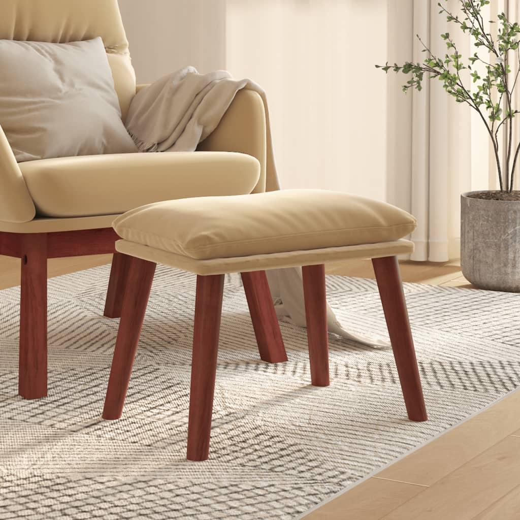 Fodskammel 45x29,5x35 cm fløjl cremefarvet