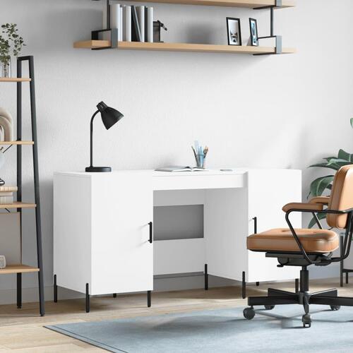 Skrivebord 140x50x75 cm konstrueret træ hvid