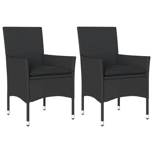Havestole med hynder 2 stk. polyrattan sort