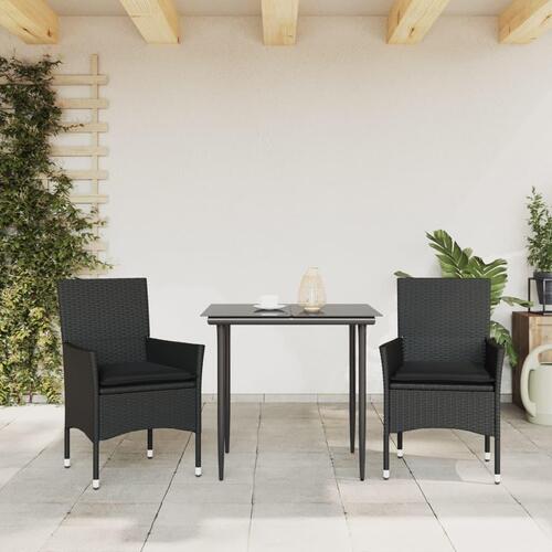 Havestole med hynder 2 stk. polyrattan sort