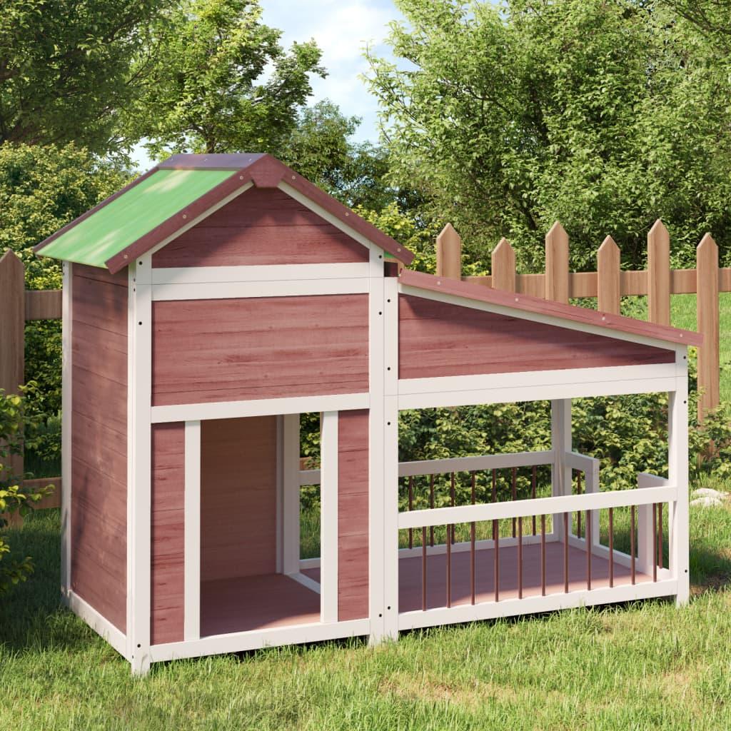 Hundehus 143x60,5x109 cm massivt fyrretræ mokkafarvet