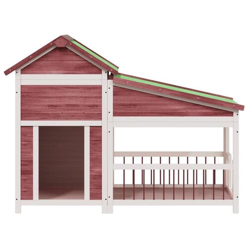 Hundehus 143x60,5x109 cm massivt fyrretræ mokkafarvet