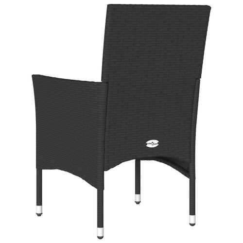 Havestole med hynder 2 stk. polyrattan sort