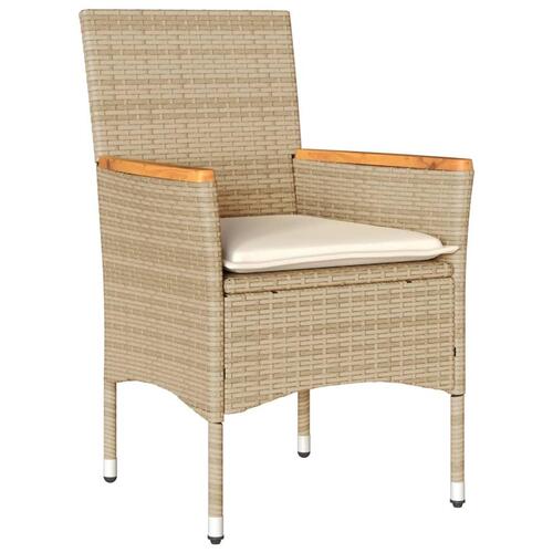 Havestole med hynder 2 stk. polyrattan beige