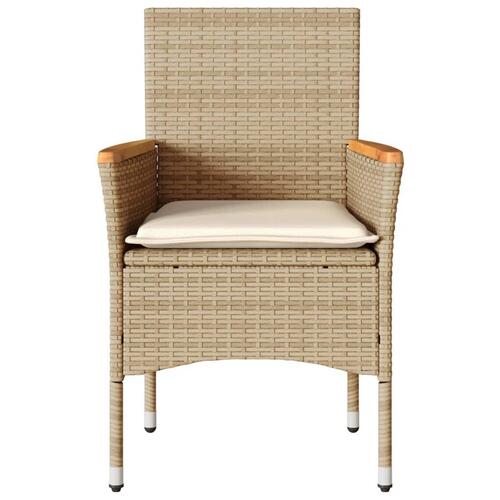 Havestole med hynder 2 stk. polyrattan beige