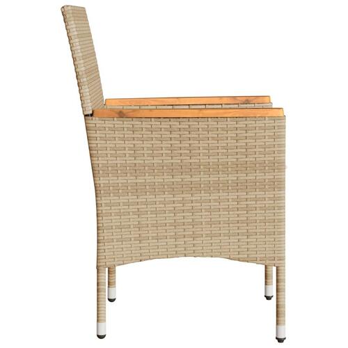 Havestole med hynder 2 stk. polyrattan beige