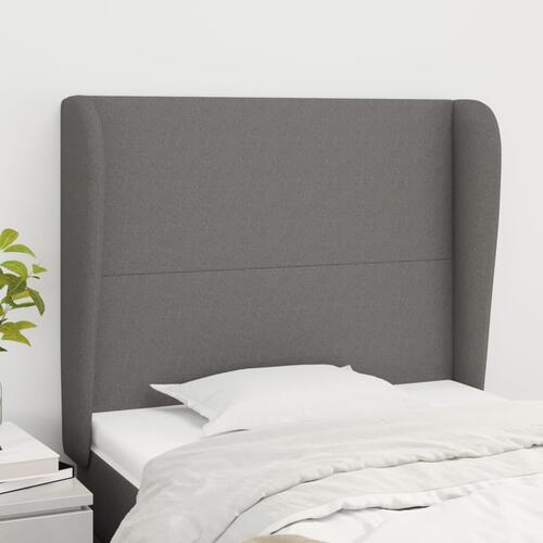 Sengegavl med kanter 103x23x118/128 cm stof mørkegrå