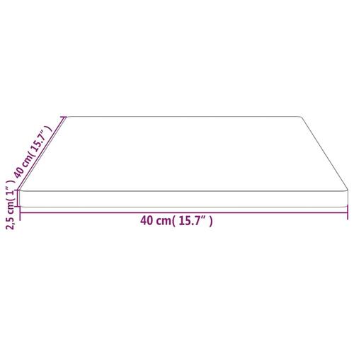 Bordplade 40x40x2,5 cm firkantet massivt fyrretræ hvid