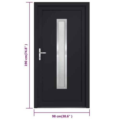 Hoveddør 98x190 cm PVC antracitgrå