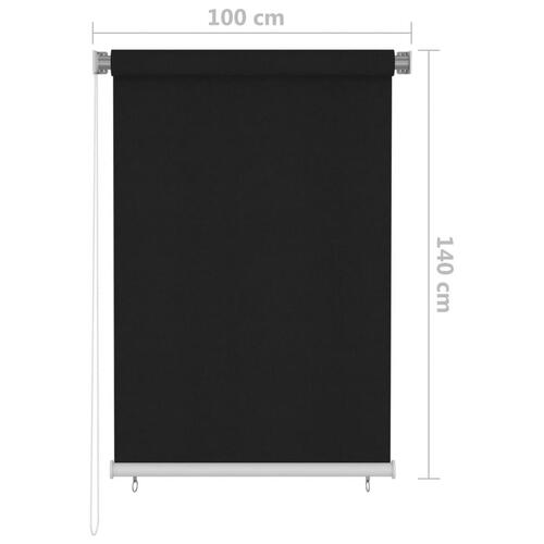 Udendørs rullegardin 100 x 140 cm sort