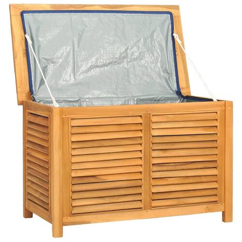 Opbevaringsboks til haven med pose 90x50x58 cm massivt teaktræ