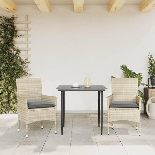 Havestole 2 stk. med hynder polyrattan lysegrå