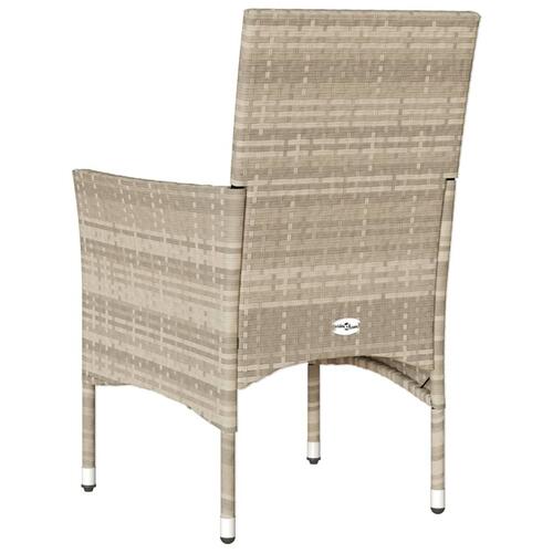 Havestole 2 stk. med hynder polyrattan lysegrå
