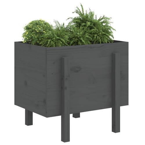 Plantekasse 62x50x57 cmmassivt fyrretræ grå
