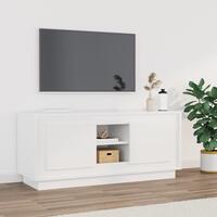 Tv-bord 102x35x45 cm konstrueret træ hvid højglans