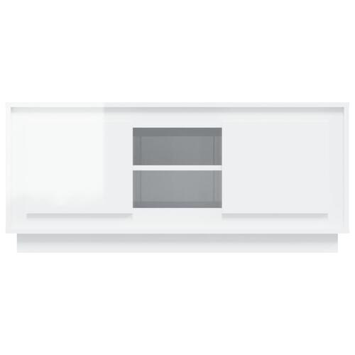 Tv-bord 102x35x45 cm konstrueret træ hvid højglans