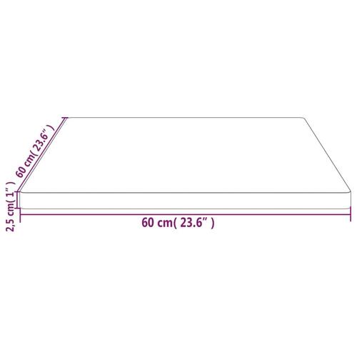 Bordplade 60x60x2,5 cm firkantet massivt fyrretræ hvid