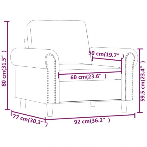 Lænestol 60 cm velour lysegrå