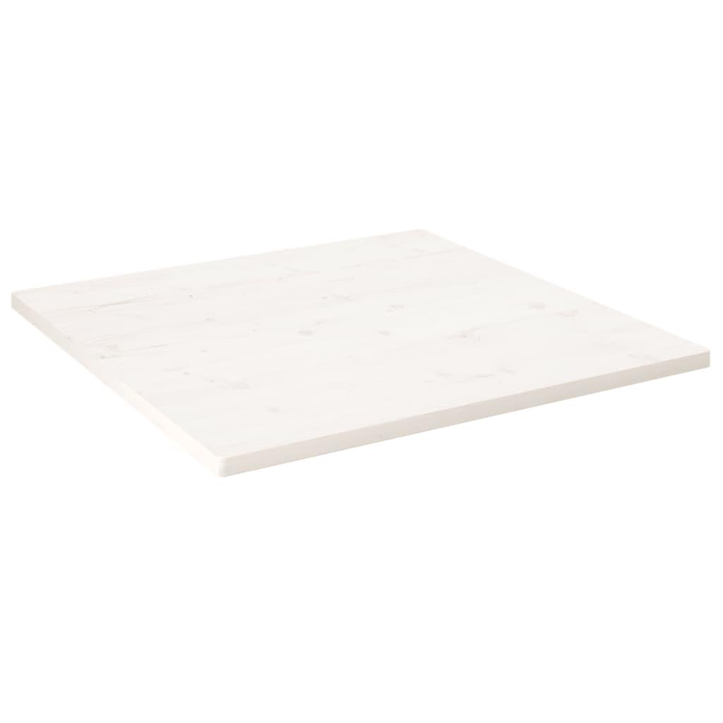 Bordplade 70x70x2,5 cm firkantet massivt fyrretræ hvid