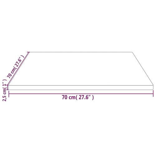 Bordplade 70x70x2,5 cm firkantet massivt fyrretræ hvid