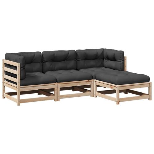 Sofasæt til haven 4 dele med hynder massivt fyrretræ