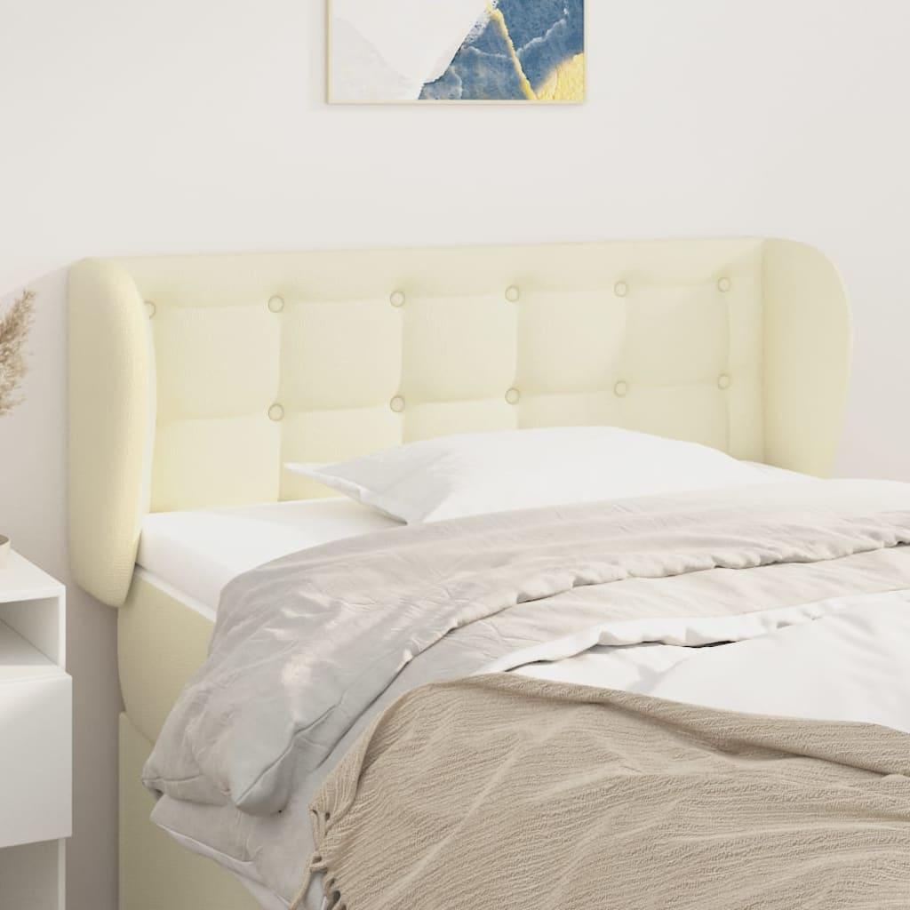 Sengegavl med kanter i kunstlæder - 83×23×78/88 cm, cremefarvet