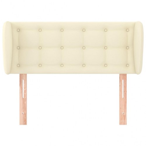 Sengegavl med kanter i kunstlæder - 83×23×78/88 cm, cremefarvet