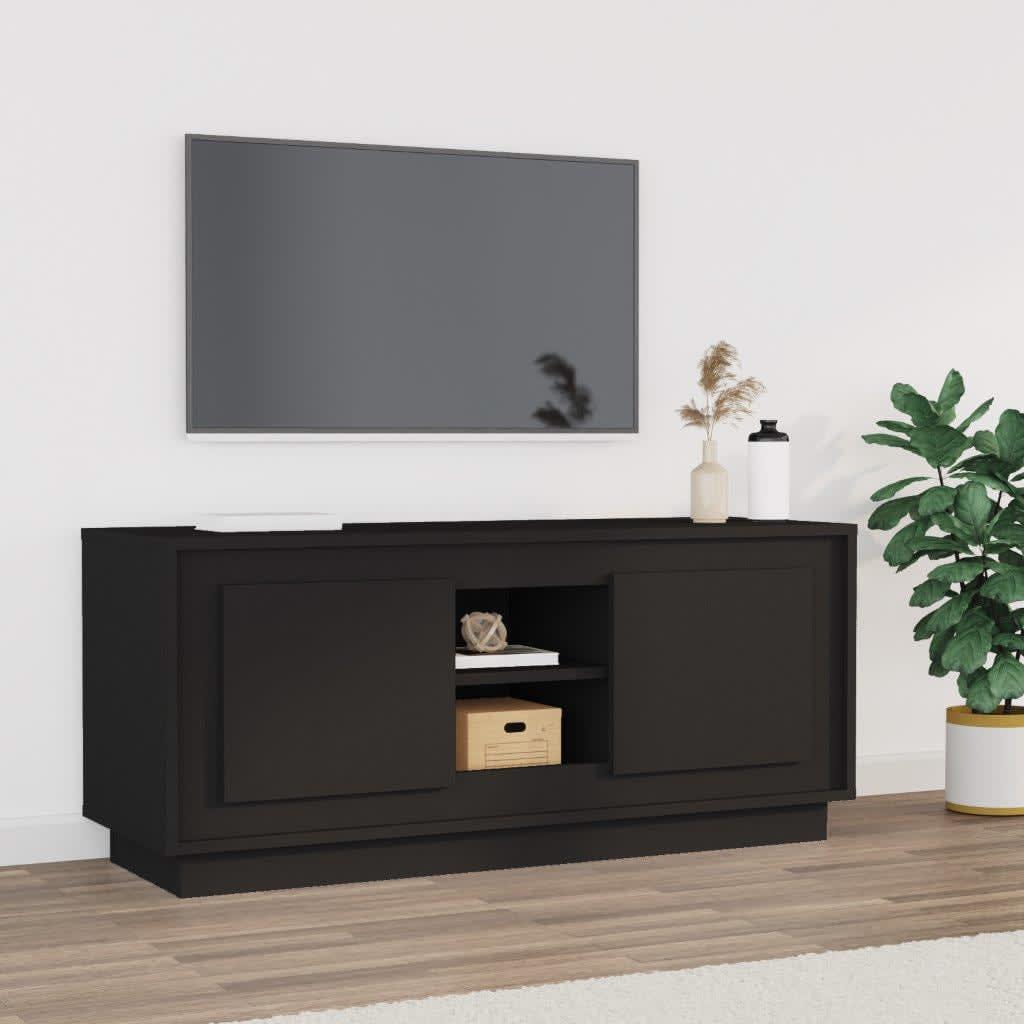 Tv-bord 102x35x45 cm konstrueret træ sort