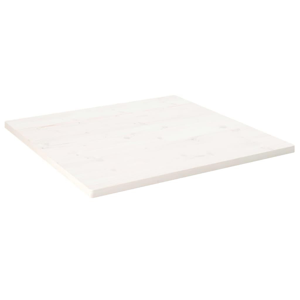 Bordplade 80x80x2,5 cm firkantet massivt fyrretræ hvid