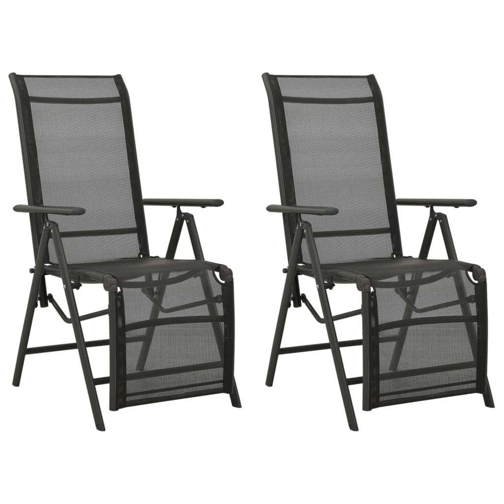 Positionsstole 2 stk. textilene og aluminium sort billede