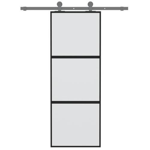 Skydedør 76x205 cm hærdet glas og aluminium sort