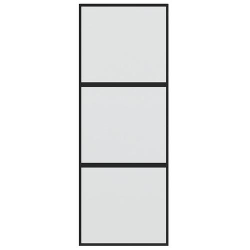 Skydedør 76x205 cm hærdet glas og aluminium sort
