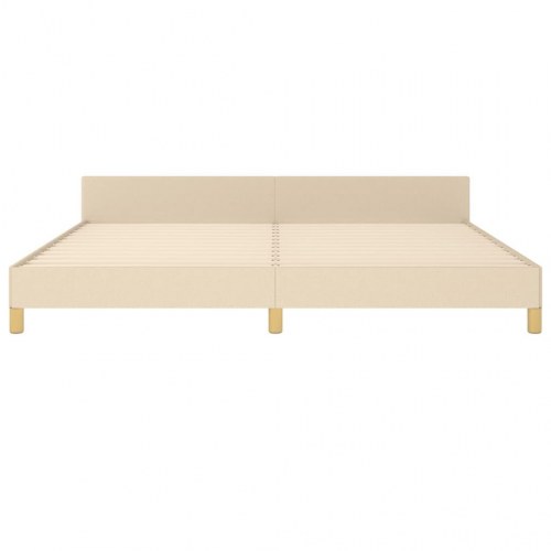 Sengeramme med sengegavl 200x200 cm - stof, cremefarvet
