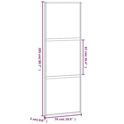 Skydedør 76x205 cm hærdet glas og aluminium sort